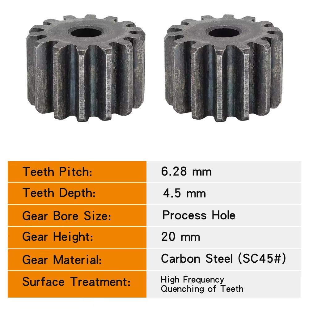 1 Pezzo Ruota Dentata Piana 2 Modulo 10 11 12 13 14 15 16-25 Denti Acciaio al Carbonio SC45# Ingranaggio Cilindrico Altezza 20 mm Denti Temprati ad Alta Frequenza