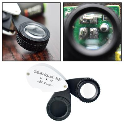 Magnifier 35X Metal Pocket Magnifying Glass Foldable Optical Len Jewelery Loupe Identification Folding Jeweler Monocular