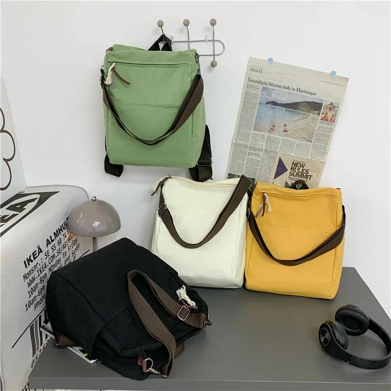 Solid Color Zipper Canvas Ladies Backpacks for Sale  Casual Commuting School Bags  High Quality Large Capacity Bags for Women