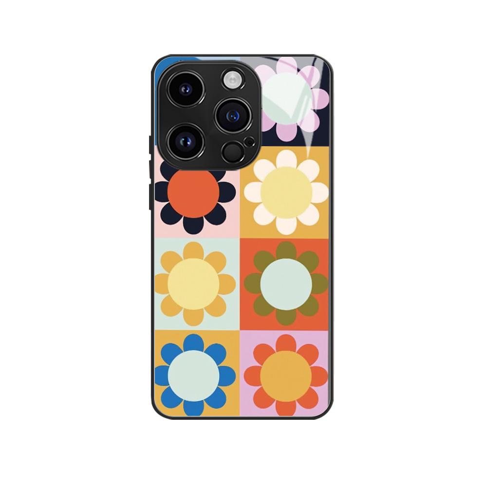 Southeast Asia's Best-selling Colorful Sunflower iPhone 16 Light Luxury Phone Case, Apple 17 Pro Full-coverage Glass Hard Case