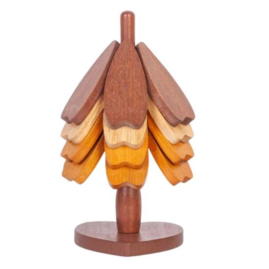 Tree-Shaped Coasters Wooden Trivet Mat Heat Resistant Coaster Multifunctional Pot Holder Kitchen Festive Ornament