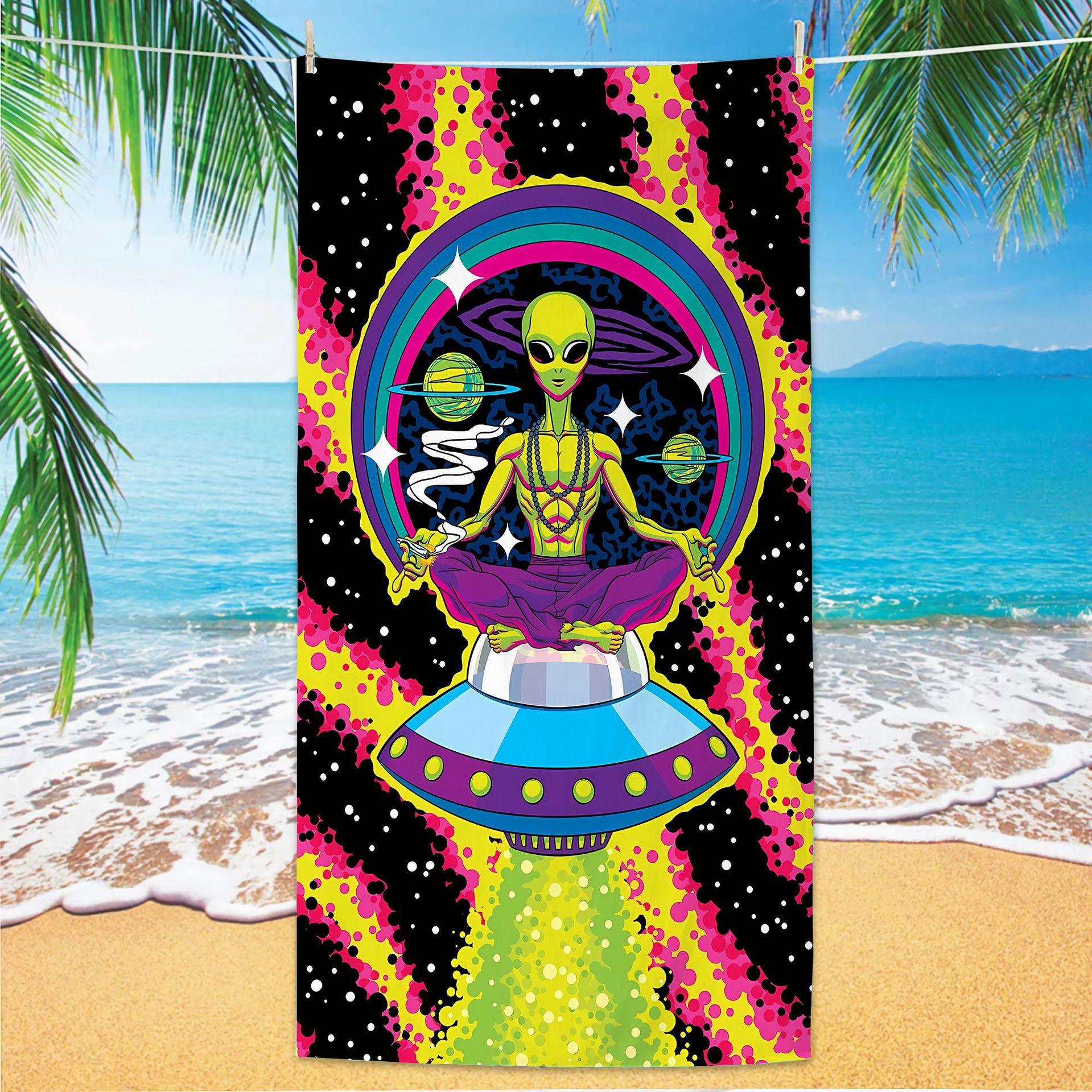 Celestial Moon Butterfly Beach Towel Cosmic Print Quick Dry Absorbent Towel 50x100cm