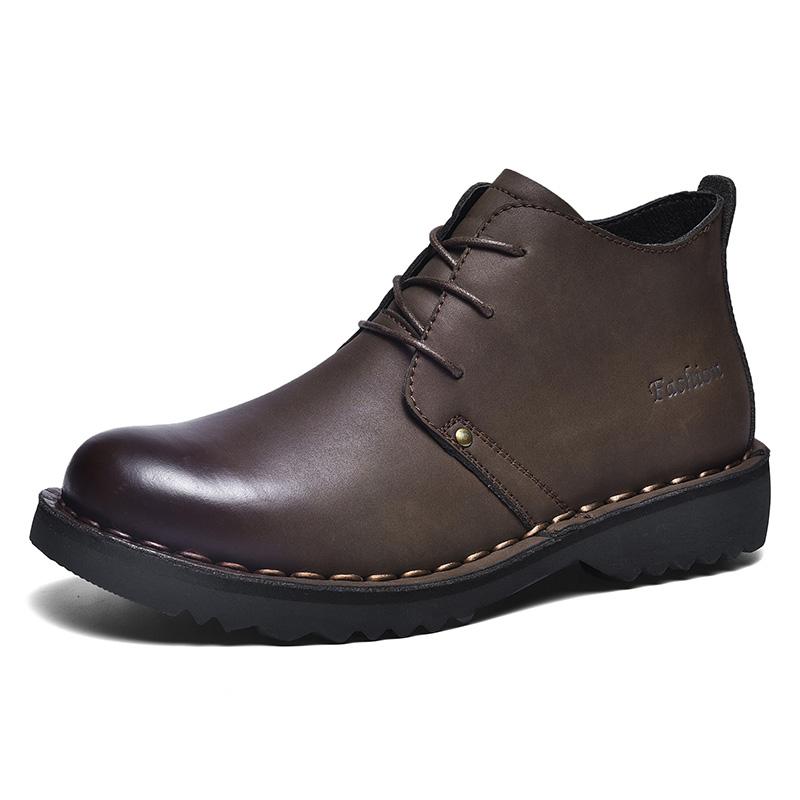 New Work Boots, Retro Handcrafted Leather Shoes, Comfortable Thick-soled Casual Hiking Shoes, Classic Outdoor Casual Men s Boots 40