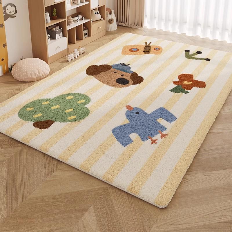 Cartoon Style Luxury Faux Cashmere Children's Floor Mat