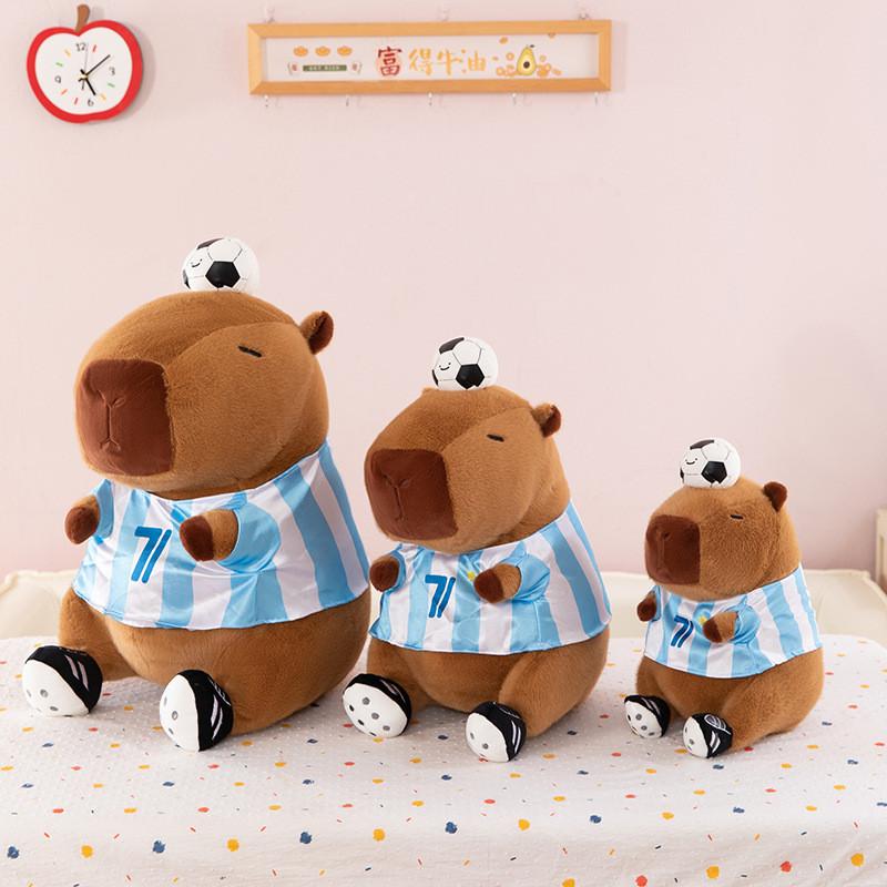 Capybara Plush Toy With Football Design For Kids Gift And Sports Events