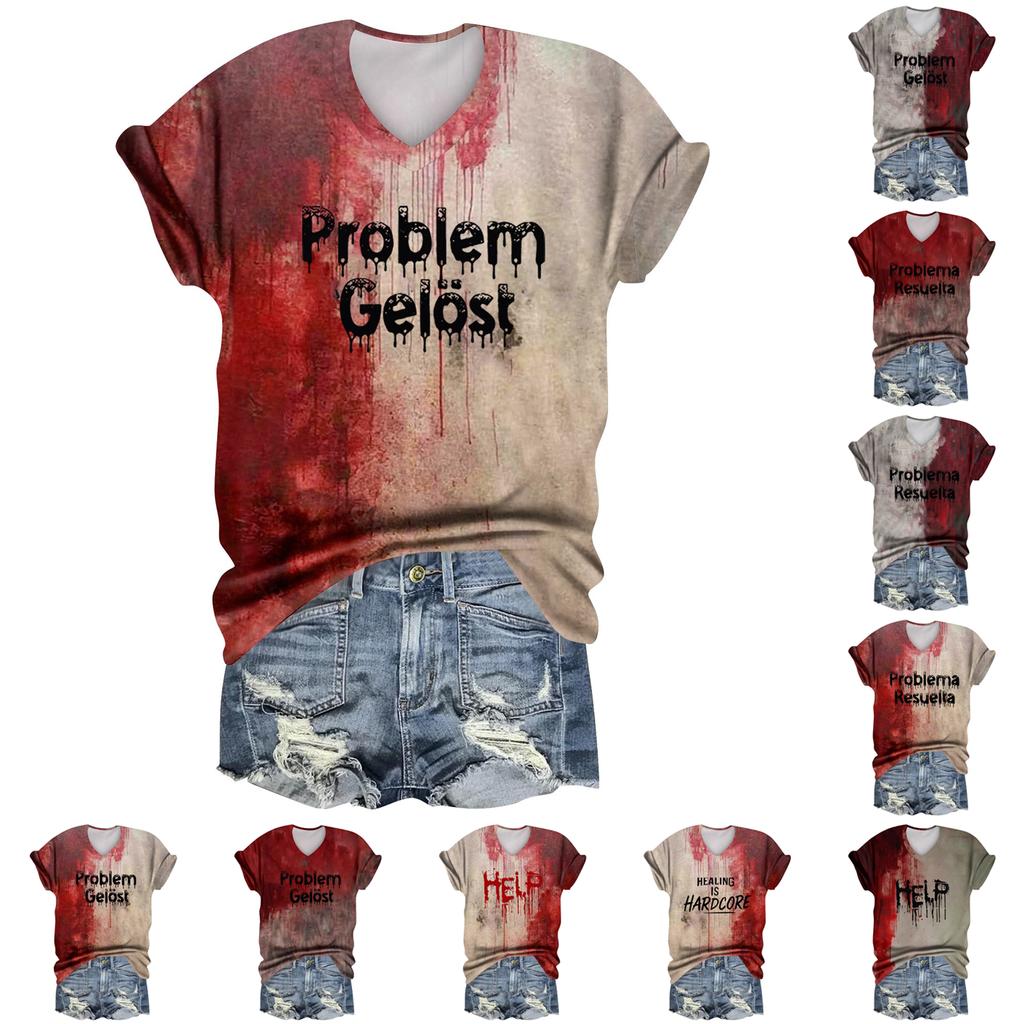 Dámská móda Ležérní Topy s krátkým rukávem s halloweenským potiskem Elegantní halloweenské topy
