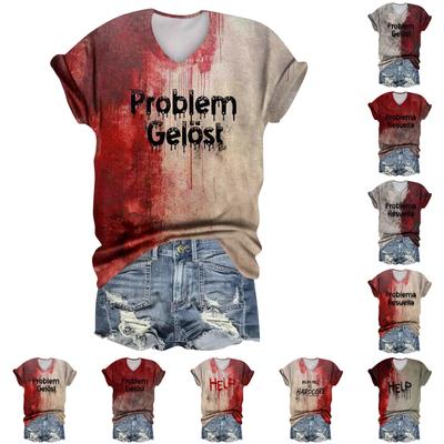 Women's Fashion Casual Short Sleeve Halloween Print Tops Halloween Elegant Tops