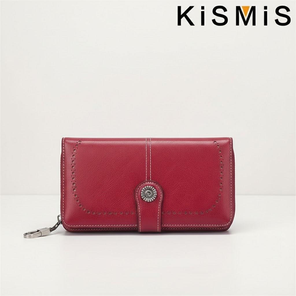 

Fashion Texture High Quality RFID Anti Theft Leather Wallet for Women Long Multi Card Wrist Bag червоний