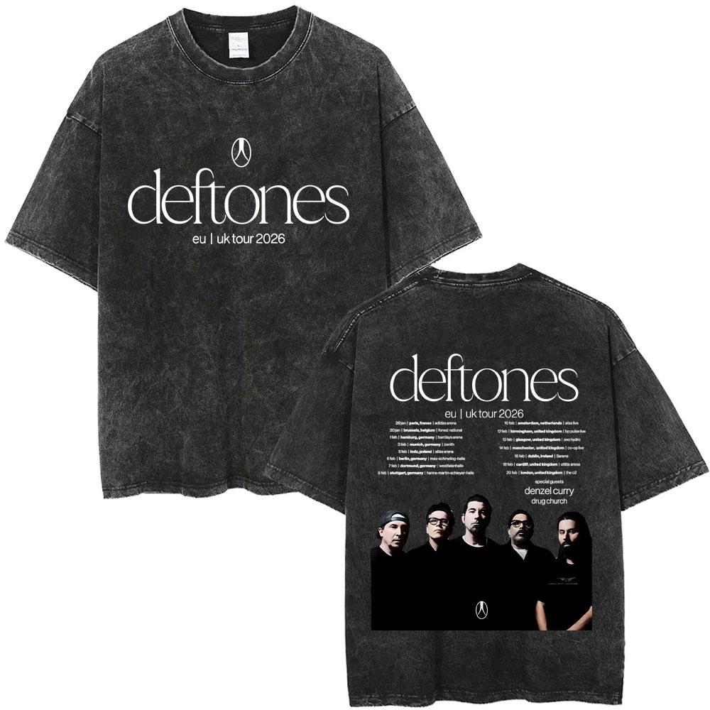 Washed Vintage Rock Band Deftones Private Music Tour 2026 T-shirt Men Women Fashion Casual Oversized T Shirts Streetwear Unisex S