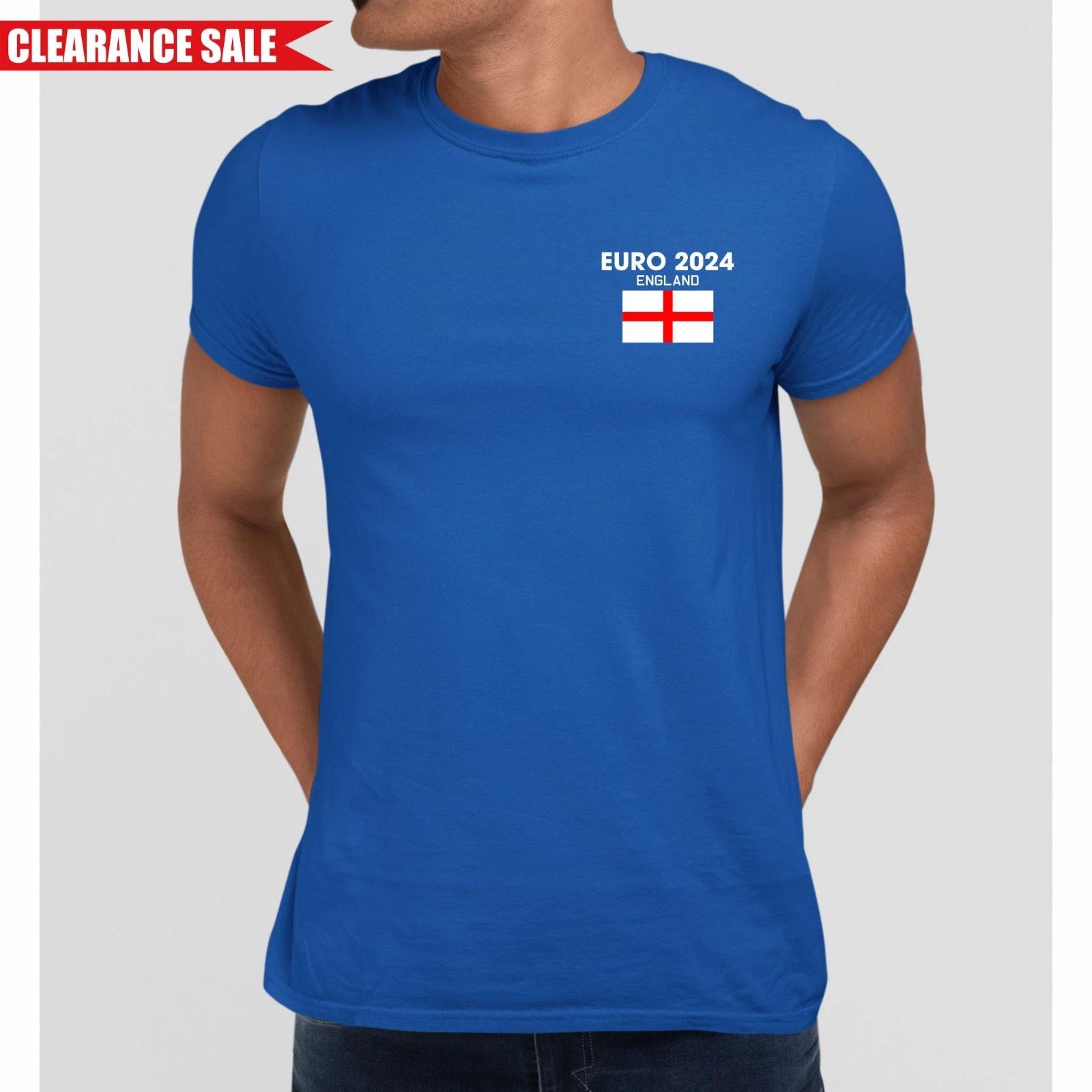 Euro 2025 England Flag T Shirt Crew Neck Printed Pure Cotton Gift Summer Tee Top 3XL