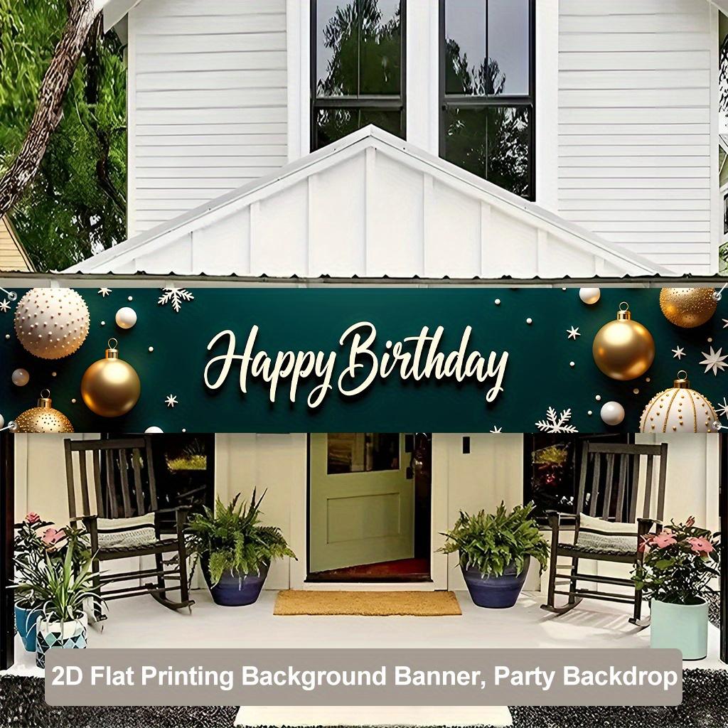 Happy Birthday Celebration Banner, Moment Background Design, Polyester Outdoor Indoor Fence Lawn Party Decoration