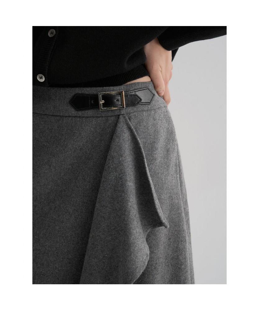 8SECONDS Asymmetrical Buckle Skirt Gray