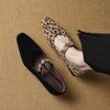 Fashion 2025 New Spring Mary Jane Shoes Genuine Leather Shoes for Women Fashion Leopard Print Square Toe Shallow Women Pumps Low Heels