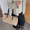 Women's Multi-compartment Zippered Tote Bag Large Capacity Retro Canvas Tote Bag Leisure Simple  High-end Commuter Shoulder Bag