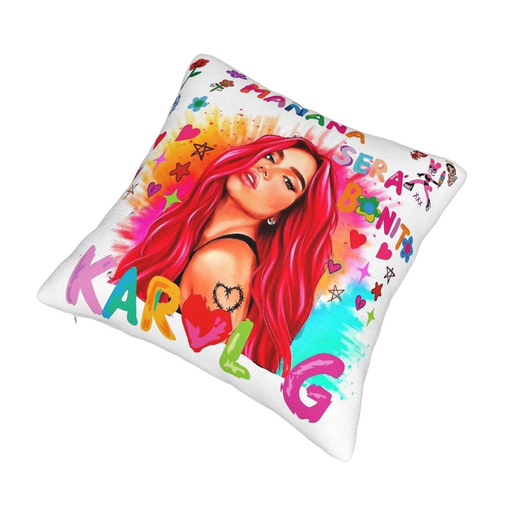 Karol G Bichota Music Singer Pillowcase Printed Polyester Cushion Cover Decor Pillow Case Cover Seater Square Xcm