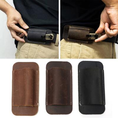 Deri Bıçak Kılıfı Erkek EDC Organizatörü Retro Kemerli Taşıma Bıçak Tutucu Cep Katlanır Bıçak Kılıfı Maceracılar İçin Yatay Kılıf Kemer