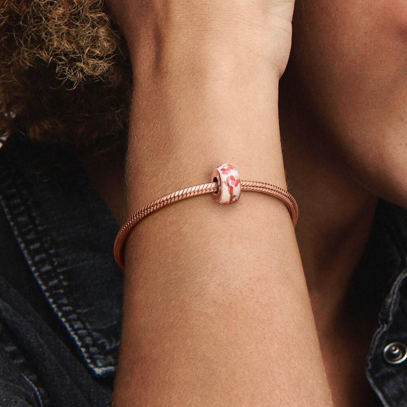 Pandora MOMENTS Lyserød Ferskenblomst Charme Dame Rose Guld 788111ENMX