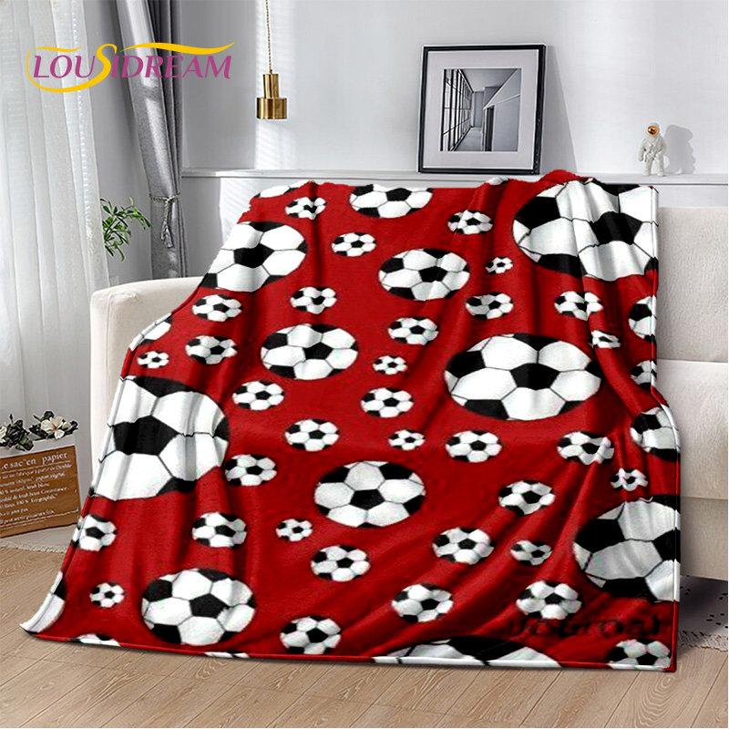 3D Football Art Cartoon Soft Plush Blanket,Flannel Blanket Throw Blanket for Living Room Bedroom Bed Sofa Picnic Cover Bettdecke