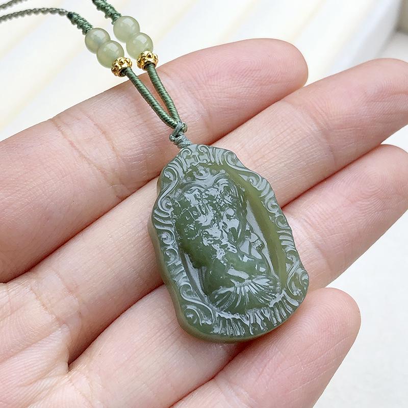Hetian Jade Pi Xiu Pendant Charm - Qingbai Stone Necklace for Couples