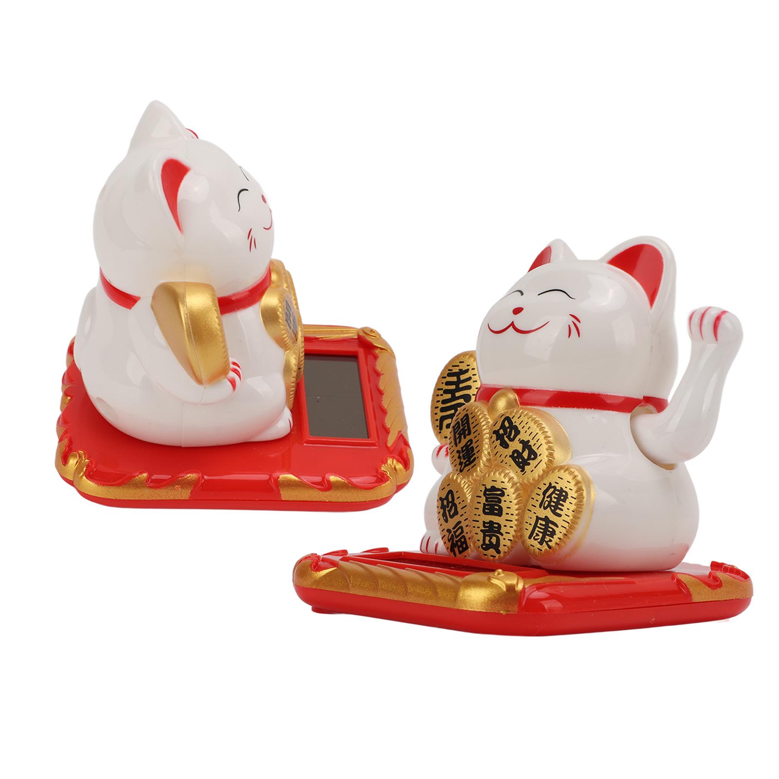 

Cat Solar Powered Size Bring in Wlth and Trsure Cute Smile Maneki Neko for Car Bedroom
