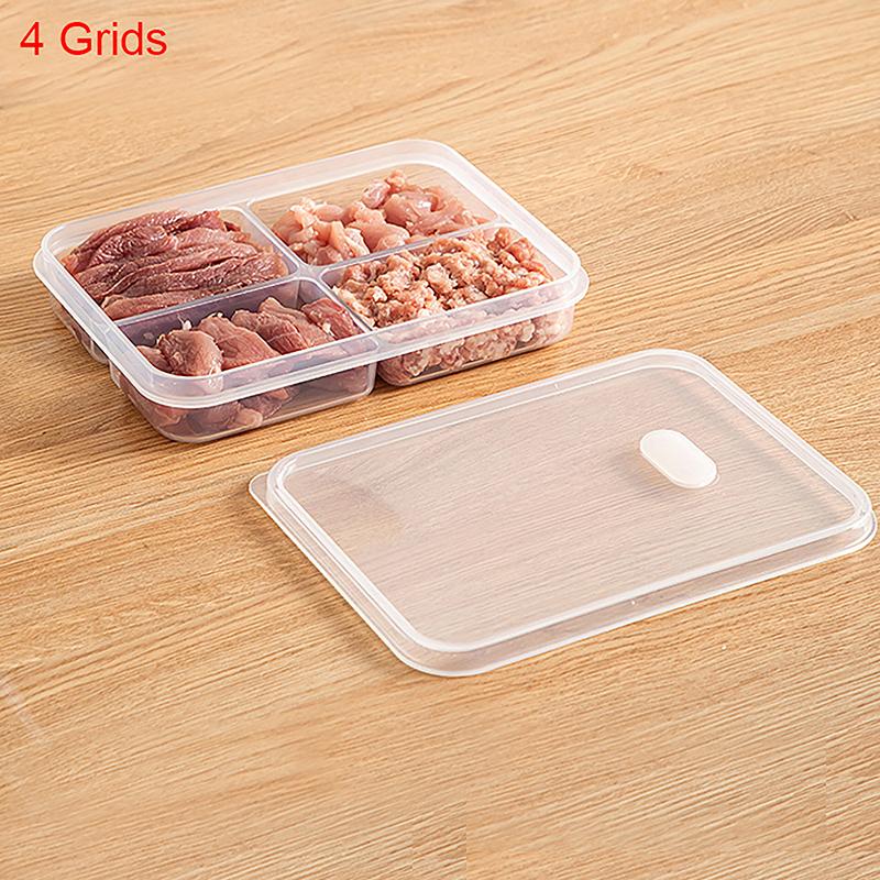 4/6-Grids Fridge Sealed Fresh-Keeping Box With Lid Clear Plastic Freezer Food Storage Box Food Fresh Fruit Container For Kitchen