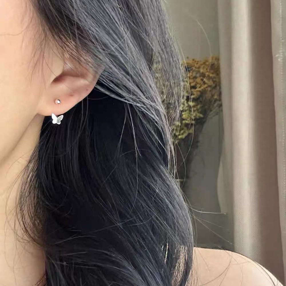 S999 Sterling Silver Butterfly Stud Earrings: Elegant Forest-Inspired Design for Women.