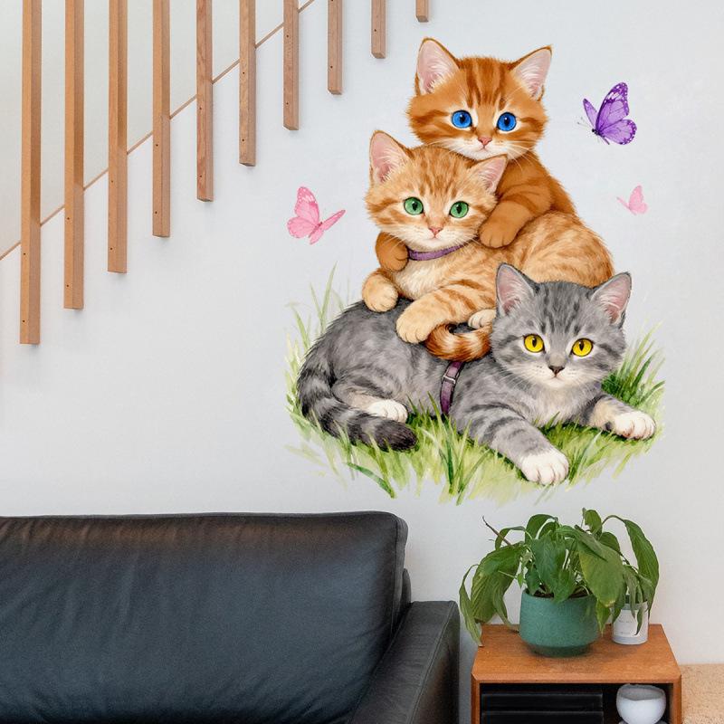 Cute Kittens Block Wall Sticker for Kids' Room and Nursery Decor