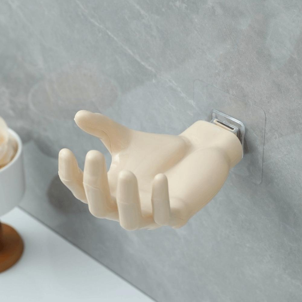 Useful Easy To Install Wall Mounted Storage Rack Seamless Sturdy Hand Shape Hook Creative Bathroom Shelf Office