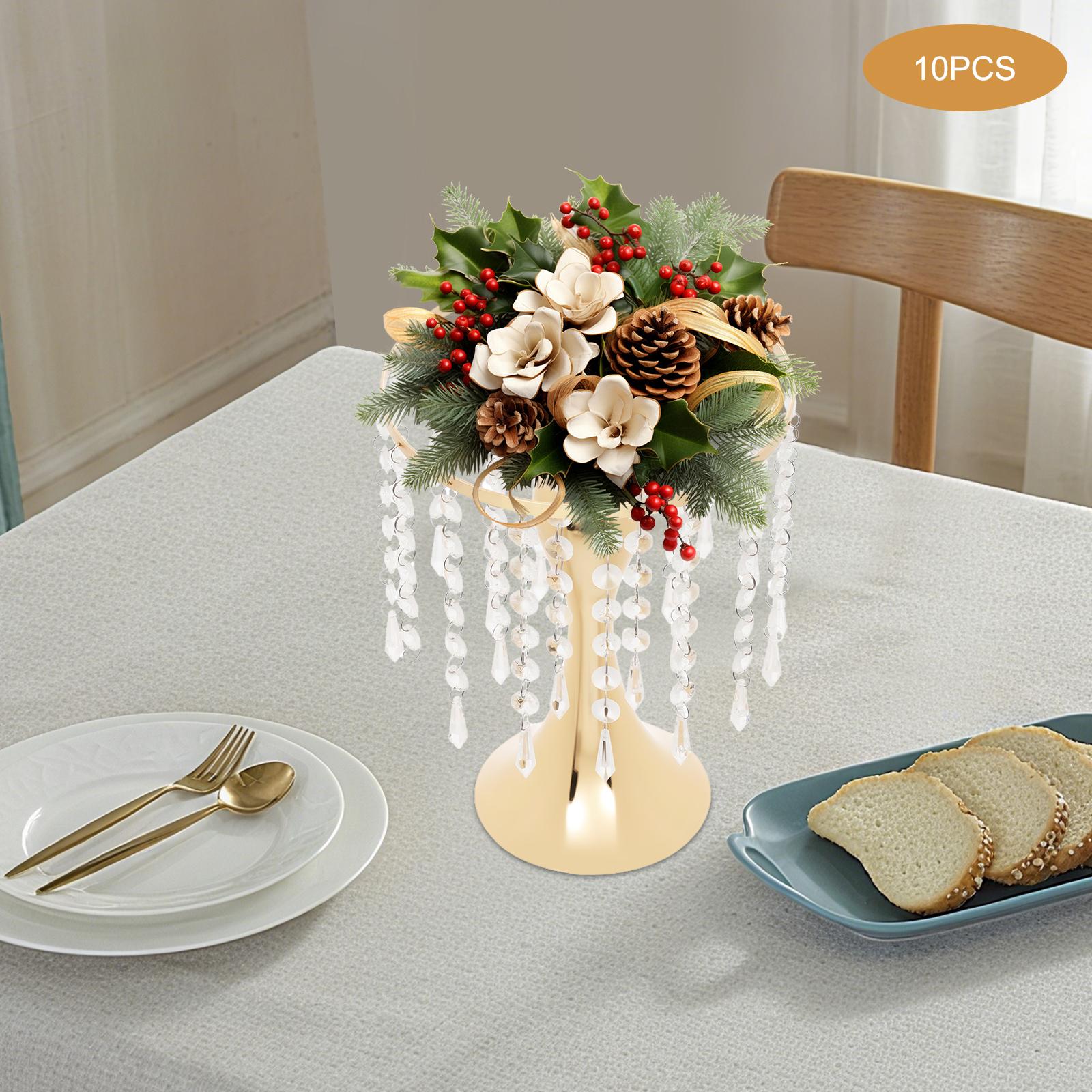 

Vintage Decor Flower Vases, Crystal Vases Set of 10, Mini 26cm/10.23in Tall, Blush Gold Glass Bud Vases for Wedding Centerpieces