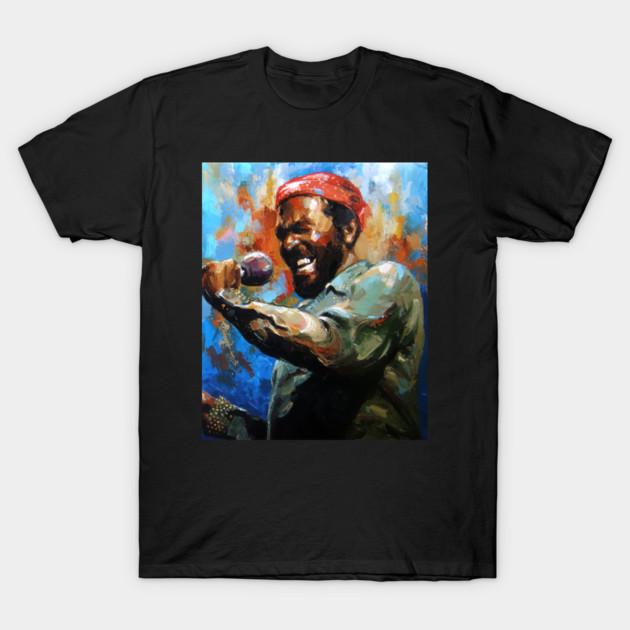 Asian Size Cotton Unisex Tshirt Print T-shirt Marvin Gaye Watercolor Abstract Paint T-shirt No-Cut Print Regular Fit