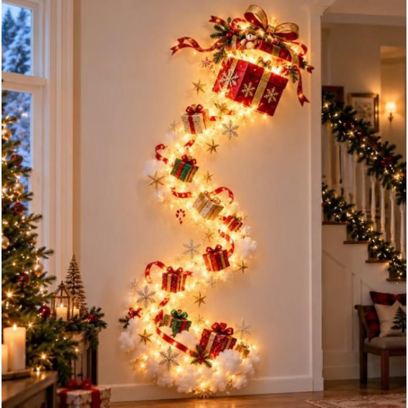 Glowing Christmas Door Hanger Festive Wall Decor Wooden LED Light Ornament
