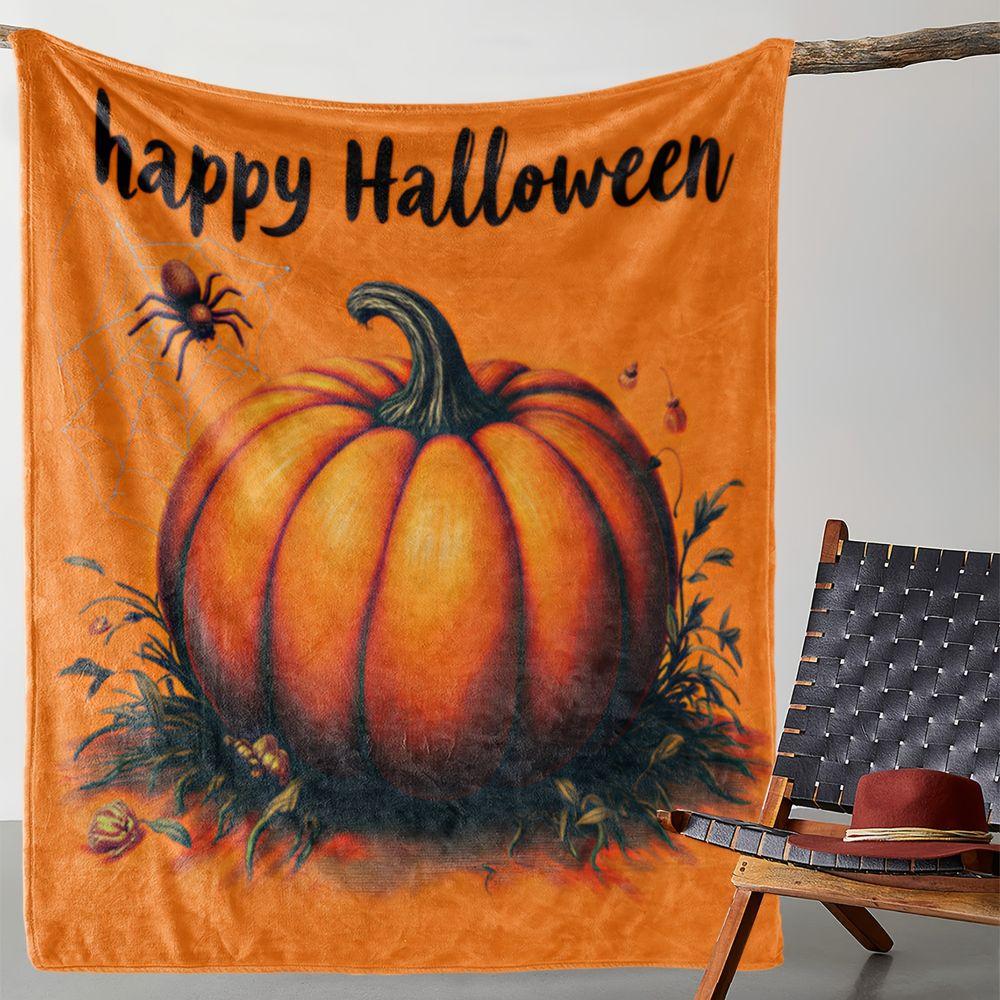 Decorative Pumpkin Pattern Flannel Throw Blanket Soft Cozy Fleece Bed Sofa Cover,Autumn Holiday Home Decor Gift for Bedroom Couch Living Room