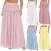 Women's Casual High Waist Maxi Skirt Elastic Waistband Solid Color Ruffle Hem Stretchy Bodycon Skirt for Daily Wear