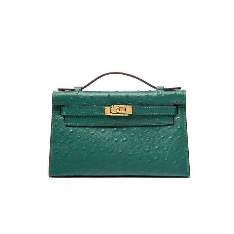 Tasche mit Straußenmuster Handtasche Schultertasche Oberste Schicht Rindsleder Modisch Vielseitig High-End-Design Nische Crossbody