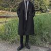 Men's Mid-Length Black Woolen Over-Knee Coat - Trendy Korean Style Windbreaker for Autumn and Winter