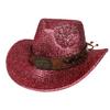 Glitzerndes Cowboyhut Unisex Westernstil Breiter Rand Fedora Hut für Party Festival Cosplay