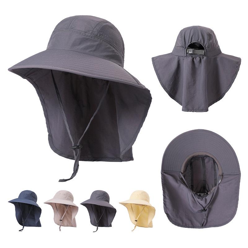 Sunscreen hat men and women summer sun hat outdoor breathable sun hat big brim bucket hat neck protection fishing hat