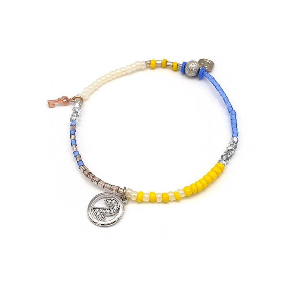 Joy Bead Bangle _ Blue+Yellow
