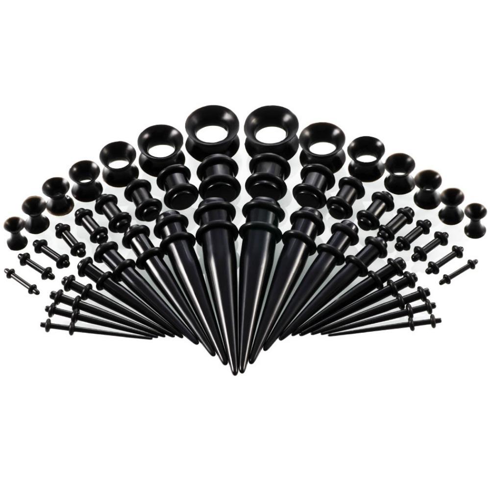 50Pcs Acrylic Ear Gauge Kit 14G-00G Ear Taper Ear Dilation Ear Stretching Kit Unisex