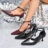 2025 New Slimming T-shaped Pumps Women Sexy Thick Heel Pointed Mid Heel Single Shoes Stain Summer Shallow Party Dress Shoe