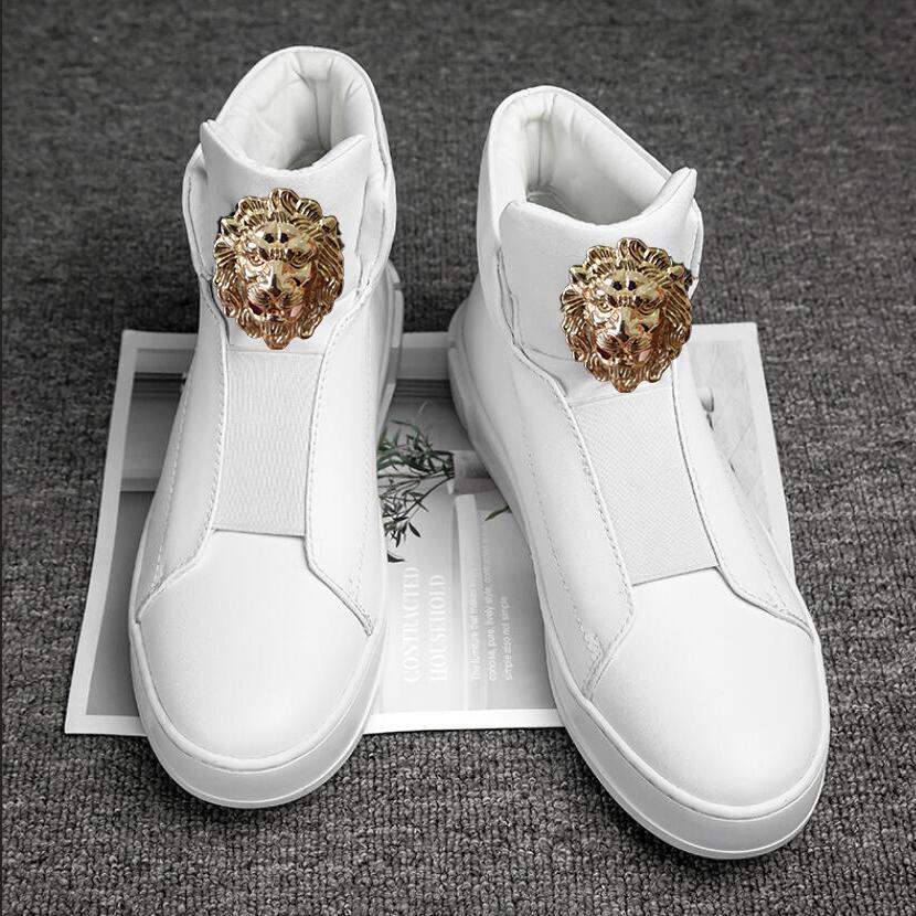 Fashion Deluxe Men's Small White Boots British Fashion Sports Casual Shoe Board Low Top Breathable Leather Boots Zapatos Hombre A2