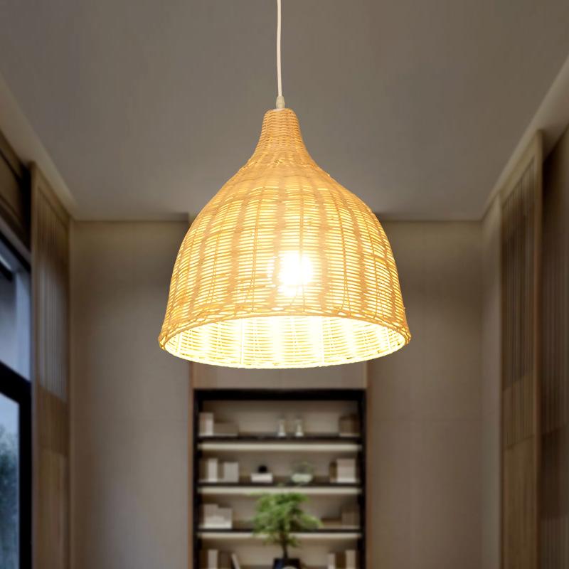 Zen-Inspired Bamboo Rattan Chandelier: Hand-Woven Wabi-Sabi Lighting for Homes and Hotels