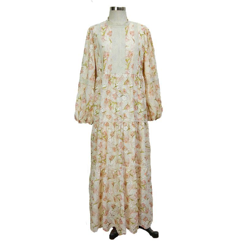 2025 Amazon Middle East New Dress Fashion Print Embroidery Lace Stitching Long Dress Dress