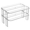 AT19-Kitchen Counter Shelf Rack 2-Pack Transparent Refrigerator Storage Organizers, Stackable For Food Spice Bottle Storage