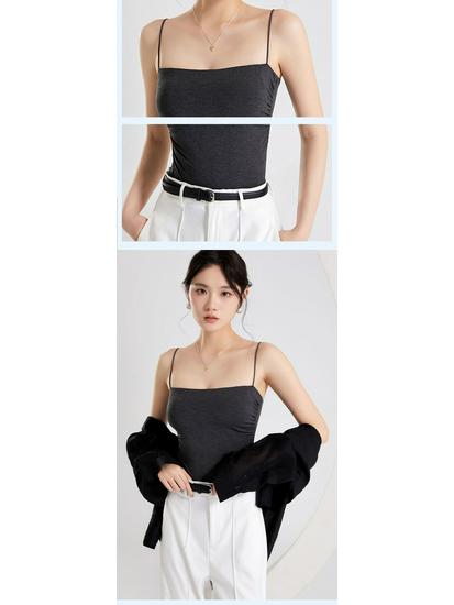 Elegant Pleated Camisole with Built-in Bra & Chest Pads - Women's Summer Outerwear