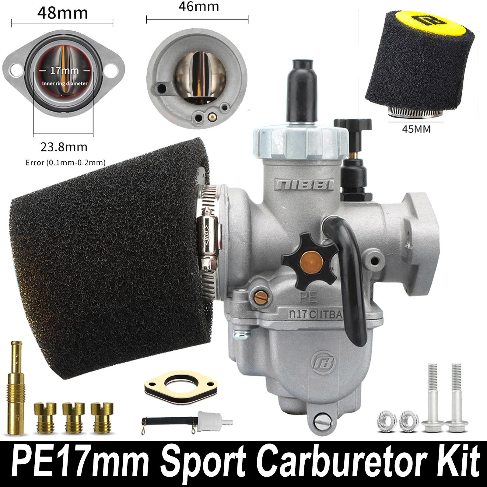 

NIBBI PE17mm/19mm/22mm/24mm/26mm/28mm Flange Carburetor With Carb Jets Foam Air Filter Cleaner for Honda Yamaha Scooter Motor PE17mmCarburetor Set