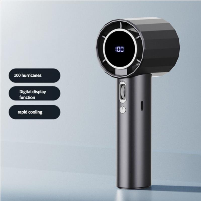 

100 скоростной супер тихий USB перезаряжаемый портативный ручной вентилятор с цифровым дисплеем, мощный воздушный поток серый