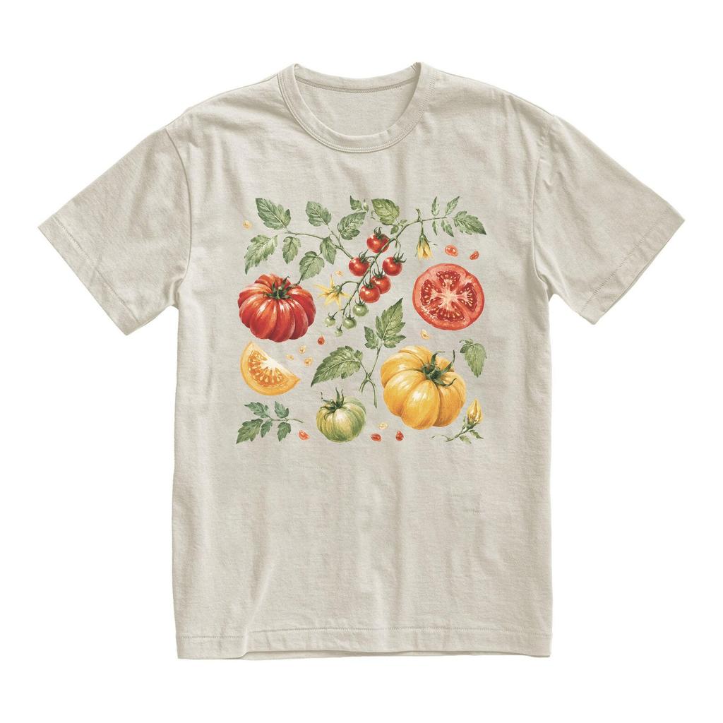 Vintage Tomaten Botanisches T-Shirt, Retro Garten Gemüse Druck Tee