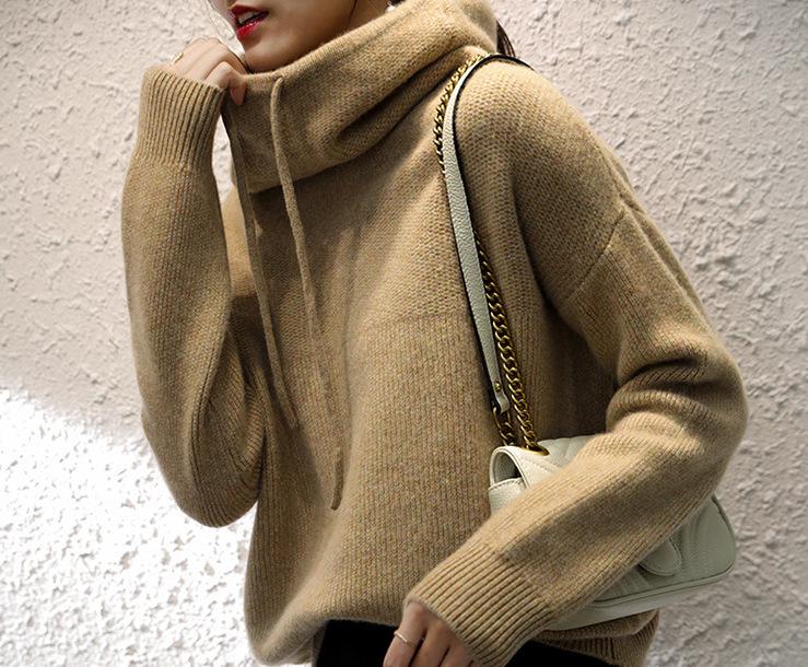 Women's 2024 Winter Loose Solid Color Thick Turtleneck Sweater