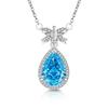 Bow Pendant Waterdrop Necklace High Carbon Diamond Zircon Ice Cut Necklace for Female Clavicle Chain Engagement Gift
